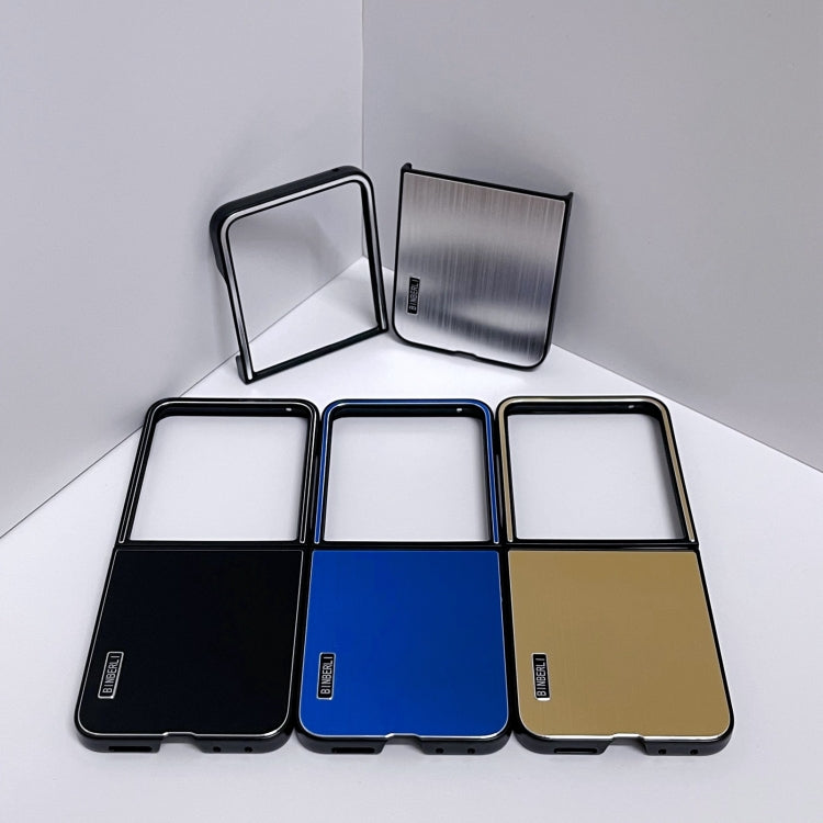 For Motorola Moto Razr 50 Ultra PC Hybrid Aluminum Alloy Brushed Shockproof Phone Case(Gold) by buy2fix