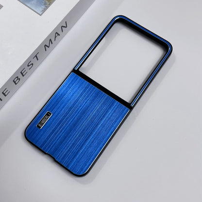 For Motorola Moto Razr 50 Ultra PC Hybrid Aluminum Alloy Brushed Shockproof Phone Case(Blue) by buy2fix