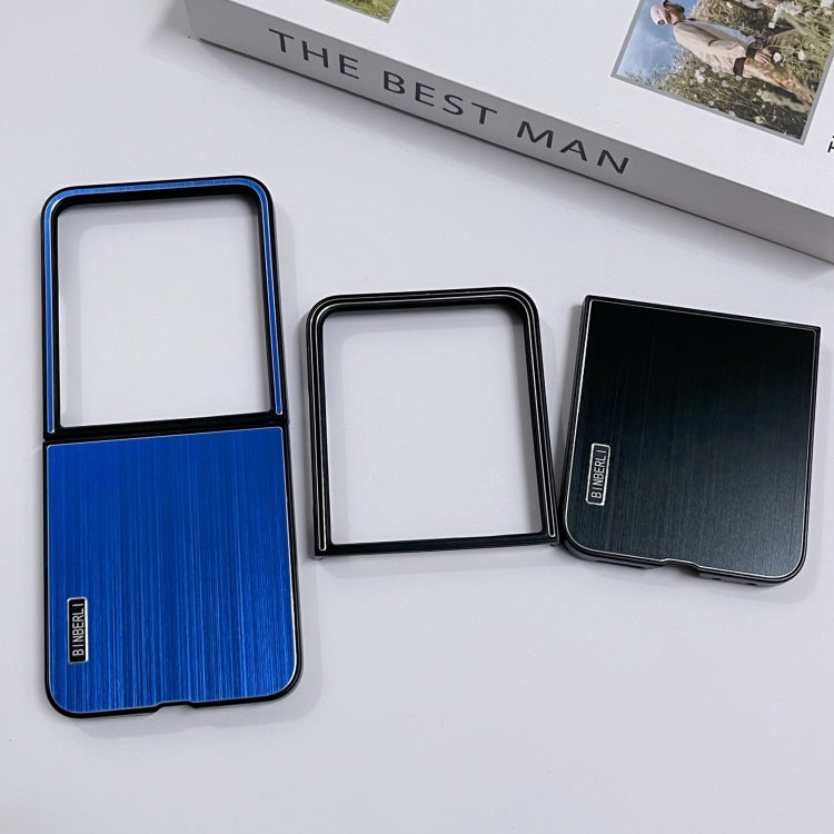 For Motorola Moto Razr 50 Ultra PC Hybrid Aluminum Alloy Brushed Shockproof Phone Case(Blue) by buy2fix