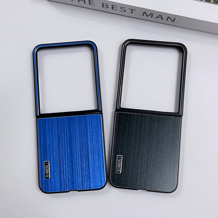 For Motorola Moto Razr 50 Ultra PC Hybrid Aluminum Alloy Brushed Shockproof Phone Case(Blue) by buy2fix