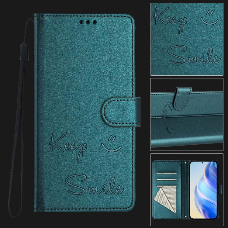 For Tecno Spark GO 2024 / Spark 20C Smile Embossing RFID Leather Phone Case(Peacock Green) by buy2fix
