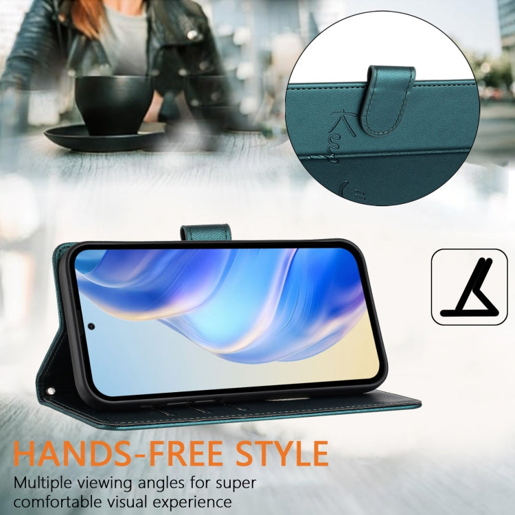 For Tecno Spark GO 2024 / Spark 20C Smile Embossing RFID Leather Phone Case(Peacock Green) by buy2fix
