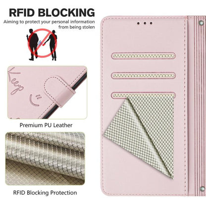 For Google Pixel 10 5G / 10 Pro 5G Global Smile Embossing RFID Leather Phone Case(Pink) - Google Cases by buy2fix | Online Shopping UK | buy2fix