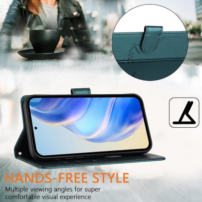 For Google Pixel 10 5G / 10 Pro 5G Global Smile Embossing RFID Leather Phone Case(Peacock Green) - Google Cases by buy2fix | Online Shopping UK | buy2fix