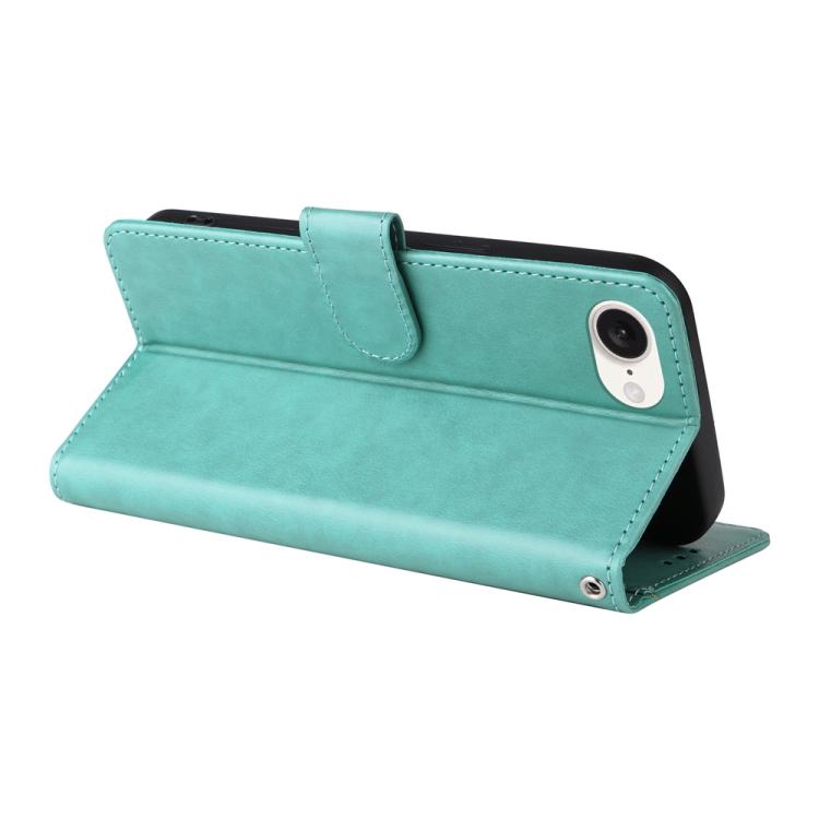 For iPhone 16e Embossed Butterfly Flowers Leather Phone Case(Green) - iPhone 16e Cases by buy2fix | Online Shopping UK | buy2fix