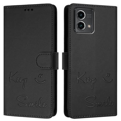 For Motorola Moto G Stylus 5G 2024 Smile Embossing RFID Leather Phone Case(Black) by buy2fix