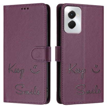 For Motorola Moto G Power 5G 2024 Smile Embossing RFID Leather Phone Case(Violet) by buy2fix