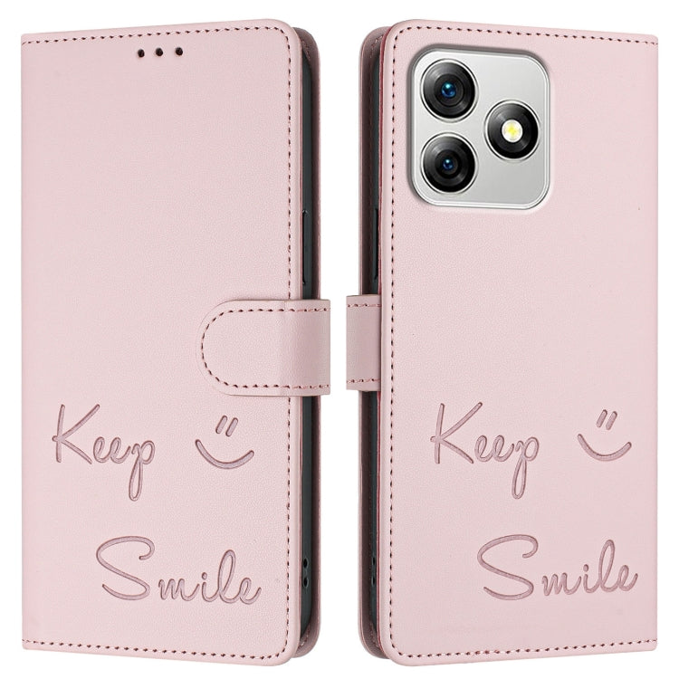 For Ulefone Note 18 Ultra 5G Smile Embossing RFID Leather Phone Case(Pink) by buy2fix
