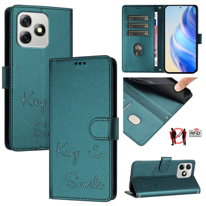 For Ulefone Note 18 Ultra 5G Smile Embossing RFID Leather Phone Case(Peacock Green) by buy2fix