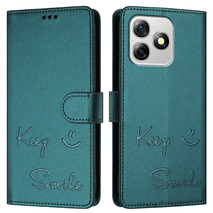 For Ulefone Note 18 Ultra 5G Smile Embossing RFID Leather Phone Case(Peacock Green) by buy2fix
