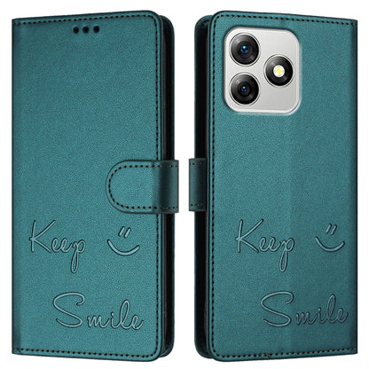 For Ulefone Note 18 Ultra 5G Smile Embossing RFID Leather Phone Case(Peacock Green) by buy2fix