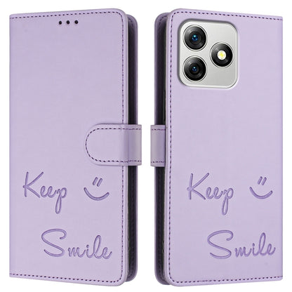 For Ulefone Note 18 Ultra 5G Smile Embossing RFID Leather Phone Case(Light Purple) by buy2fix