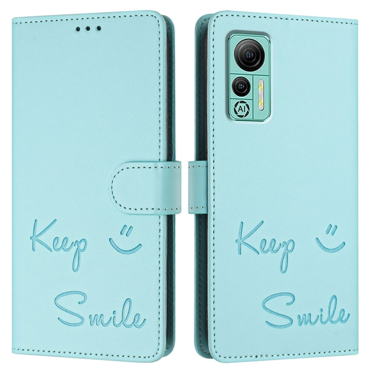 For Ulefone Note 14 Smile Embossing RFID Leather Phone Case(Mint Green) by buy2fix