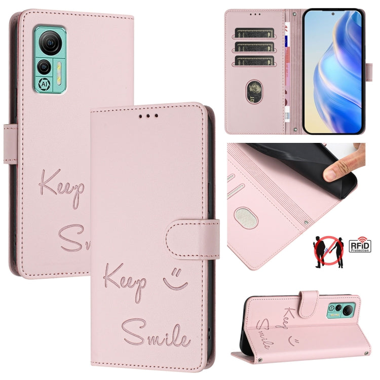 For Ulefone Note 14 Smile Embossing RFID Leather Phone Case(Pink) by buy2fix