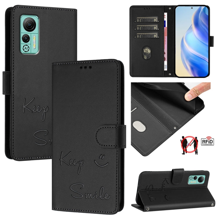 For Ulefone Note 14 Smile Embossing RFID Leather Phone Case(Black) by buy2fix