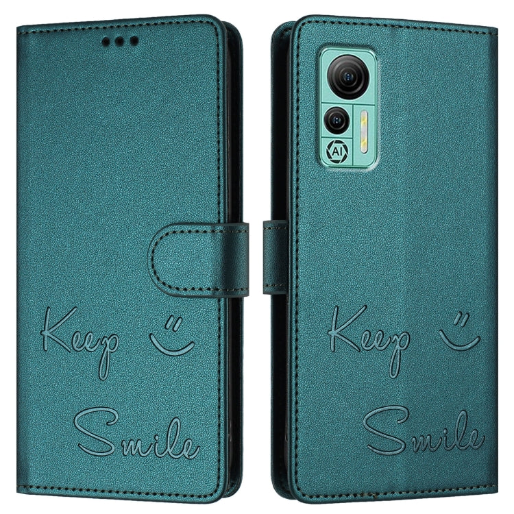 For Ulefone Note 14 Smile Embossing RFID Leather Phone Case(Peacock Green) by buy2fix