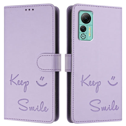 For Ulefone Note 14 Smile Embossing RFID Leather Phone Case(Light Purple) by buy2fix