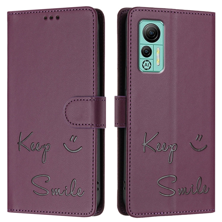 For Ulefone Note 14 Smile Embossing RFID Leather Phone Case(Violet) by buy2fix