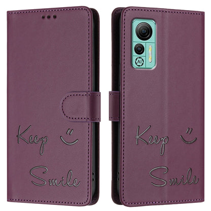 For Ulefone Note 14 Smile Embossing RFID Leather Phone Case(Violet) by buy2fix