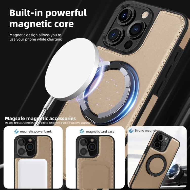 For iPhone 16 Pro Yashi 360 Degree Rotating MagSafe Holder Phone Case(Desert Gold) - iPhone 16 Pro Cases by buy2fix | Online Shopping UK | buy2fix