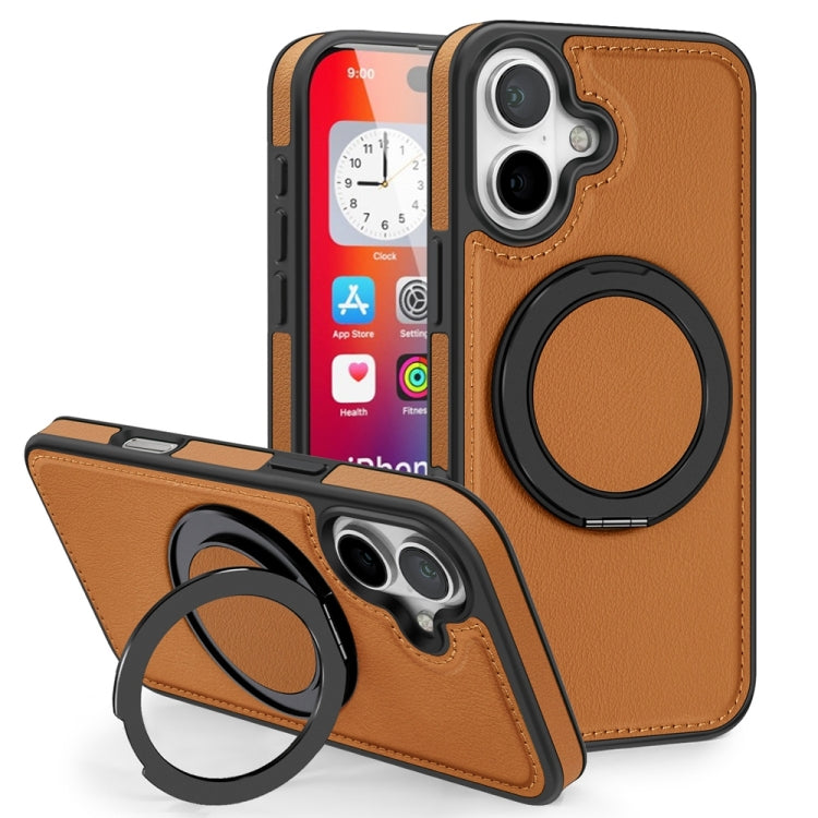 For iPhone 16 Yashi 360 Degree Rotating MagSafe Holder Phone Case(Brown) by buy2fix