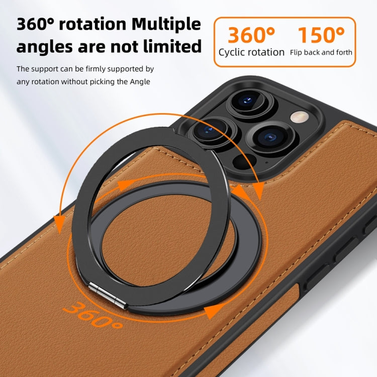 For iPhone 16 Yashi 360 Degree Rotating MagSafe Holder Phone Case(Brown) by buy2fix
