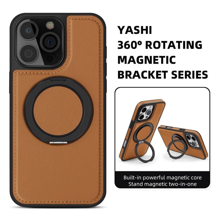 For iPhone 16 Yashi 360 Degree Rotating MagSafe Holder Phone Case(Brown) by buy2fix
