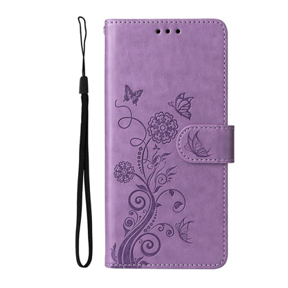 For Samsung Galaxy S25 5G Embossed Butterfly Flowers Leather Phone Case(Purple) by buy2fix
