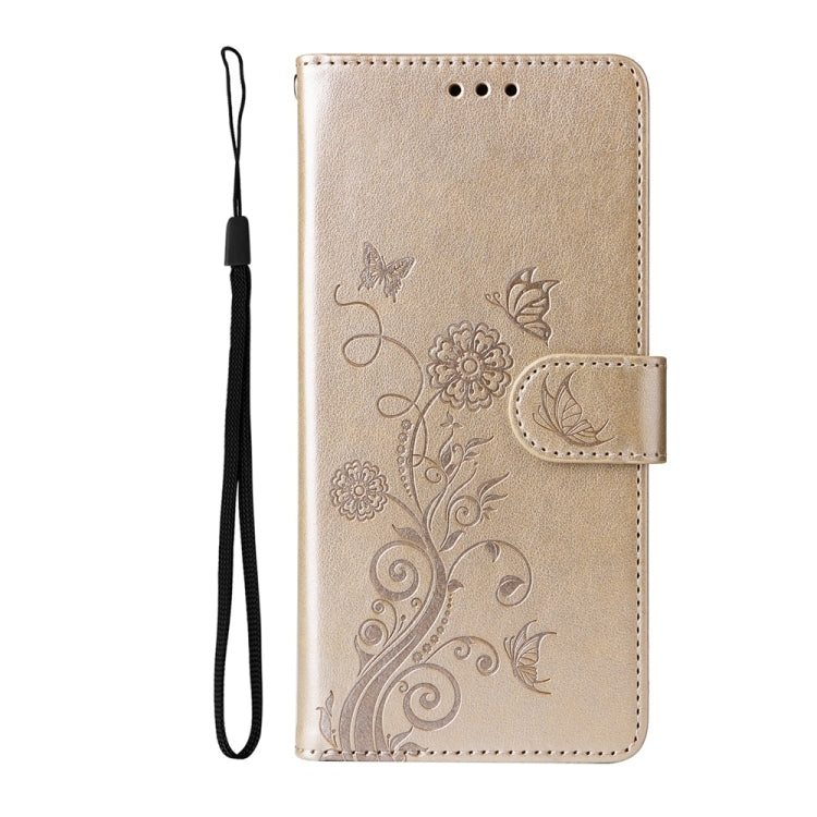 For Samsung Galaxy S25 5G Embossed Butterfly Flowers Leather Phone Case(Gold) by buy2fix