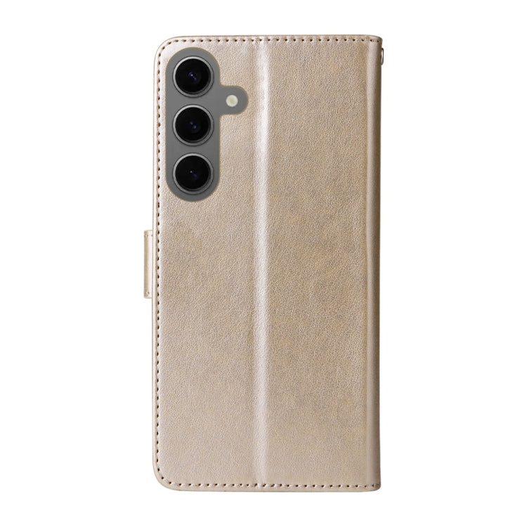 For Samsung Galaxy S25 5G Embossed Butterfly Flowers Leather Phone Case(Gold) by buy2fix