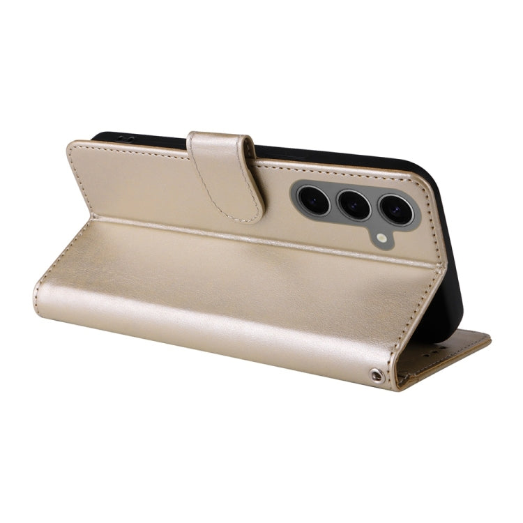 For Samsung Galaxy S25 5G Embossed Butterfly Flowers Leather Phone Case(Gold) by buy2fix