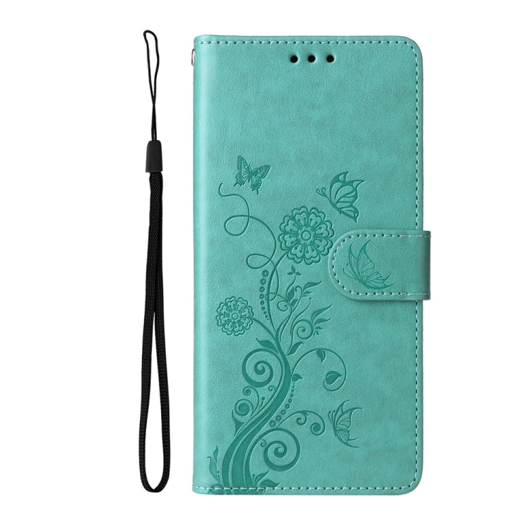 For Samsung Galaxy S25 5G Embossed Butterfly Flowers Leather Phone Case(Green) by buy2fix
