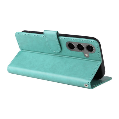 For Samsung Galaxy S25 5G Embossed Butterfly Flowers Leather Phone Case(Green) by buy2fix