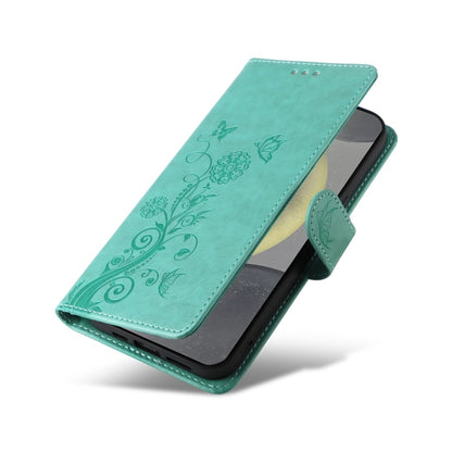 For Samsung Galaxy S25 5G Embossed Butterfly Flowers Leather Phone Case(Green) by buy2fix