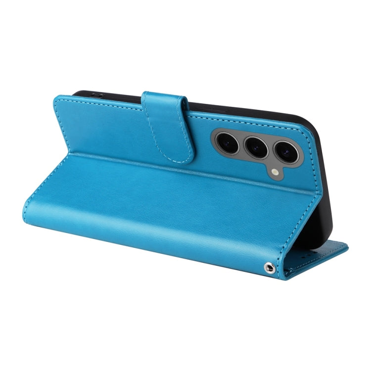 For Samsung Galaxy S25 5G Embossed Butterfly Flowers Leather Phone Case(Blue) by buy2fix