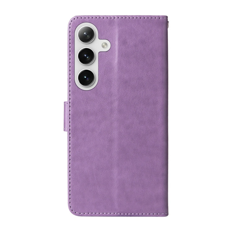 For Samsung Galaxy S25+ 5G Embossed Butterfly Flowers Leather Phone Case(Purple) by buy2fix