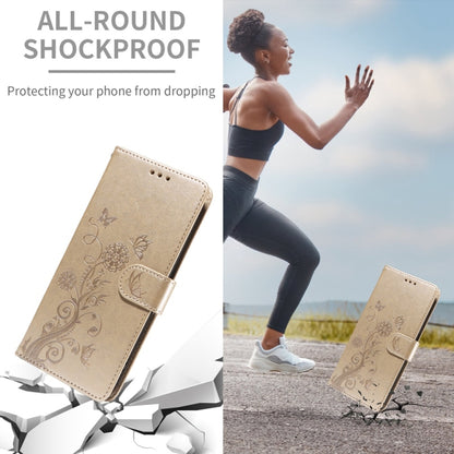For Samsung Galaxy S25+ 5G Embossed Butterfly Flowers Leather Phone Case(Gold) by buy2fix