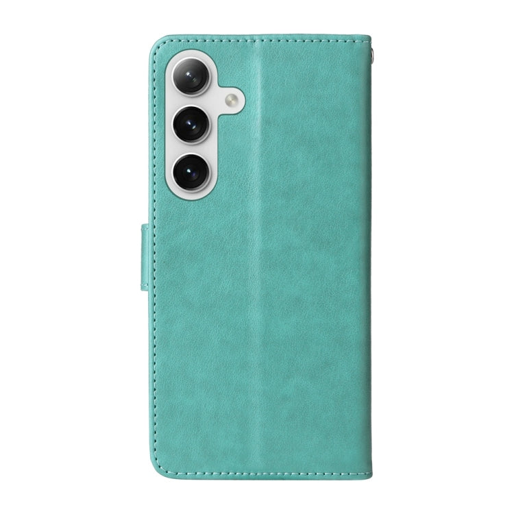 For Samsung Galaxy S25+ 5G Embossed Butterfly Flowers Leather Phone Case(Green) by buy2fix