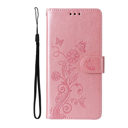 For Samsung Galaxy S25+ 5G Embossed Butterfly Flowers Leather Phone Case(Rose Gold) by buy2fix