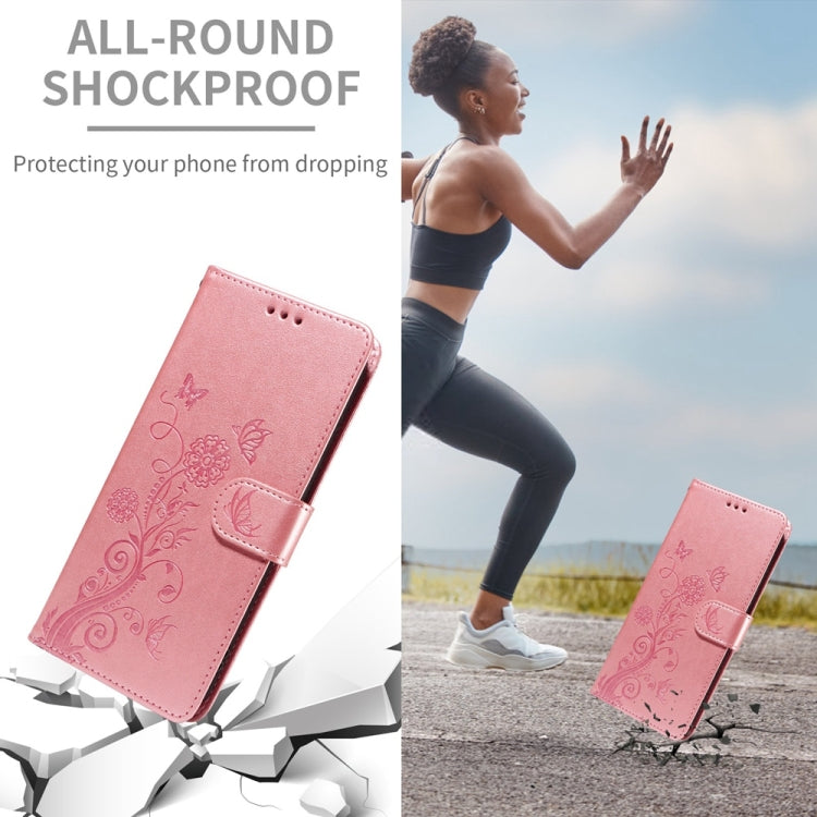 For Samsung Galaxy S25+ 5G Embossed Butterfly Flowers Leather Phone Case(Rose Gold) by buy2fix