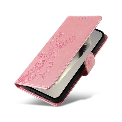 For Samsung Galaxy S25 Ultra 5G Embossed Butterfly Flowers Leather Phone Case(Rose Gold) by buy2fix