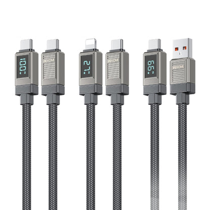 WK WDC-39 Smart Digital Display 1.2m 66W USB to Type-C Fast Charging Data Cable(Black Grey) - USB-C & Type-C Cable by WK | Online Shopping UK | buy2fix