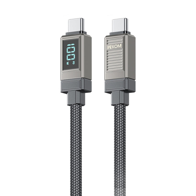 WK WDC-41 Smart Digital Display 1.2m 100W Type-C to Type-C Fast Charging Data Cable(Black Grey) - USB-C & Type-C Cable by WK | Online Shopping UK | buy2fix