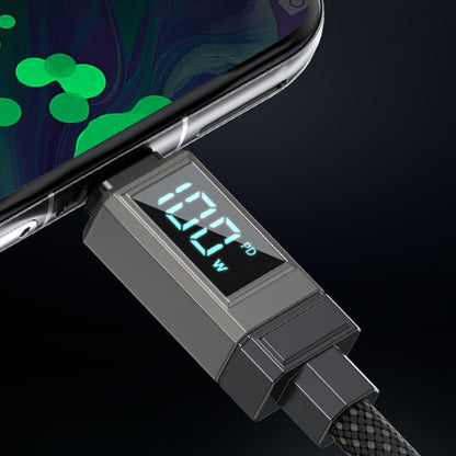 WK WDC-41 Smart Digital Display 1.2m 100W Type-C to Type-C Fast Charging Data Cable(Black Grey) - USB-C & Type-C Cable by WK | Online Shopping UK | buy2fix