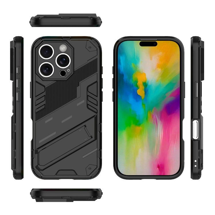 For iPhone 16 Pro Punk Armor 2 in 1 PC + TPU Phone Case with Holder(Black) by buy2fix