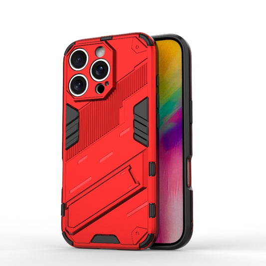 For iPhone 16 Pro Punk Armor 2 in 1 PC + TPU Phone Case with Holder(Red) by buy2fix