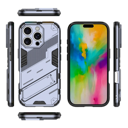 For iPhone 16 Pro Punk Armor 2 in 1 PC + TPU Phone Case with Holder(Grey) by buy2fix
