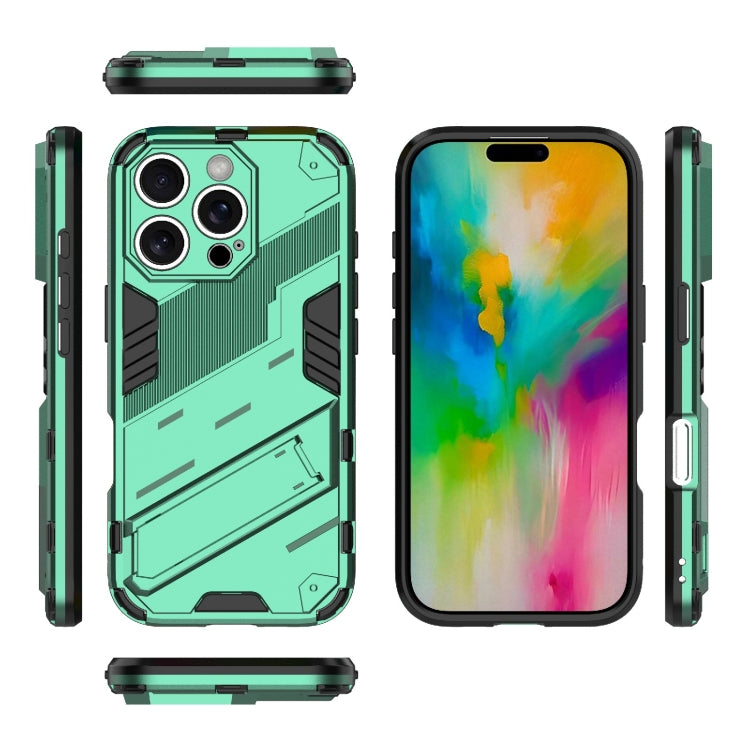 For iPhone 16 Pro Punk Armor 2 in 1 PC + TPU Phone Case with Holder(Green) by buy2fix
