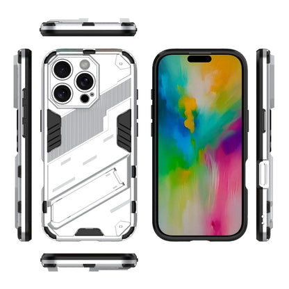 For iPhone 16 Pro Punk Armor 2 in 1 PC + TPU Phone Case with Holder(White) by buy2fix
