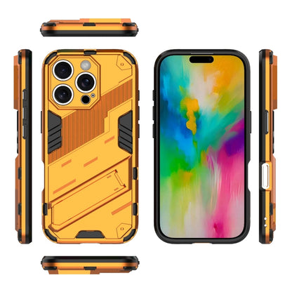 For iPhone 16 Pro Punk Armor 2 in 1 PC + TPU Phone Case with Holder(Orange) by buy2fix